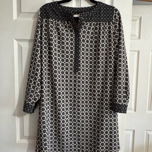 LOFT Black and White Patterned Midi Dress